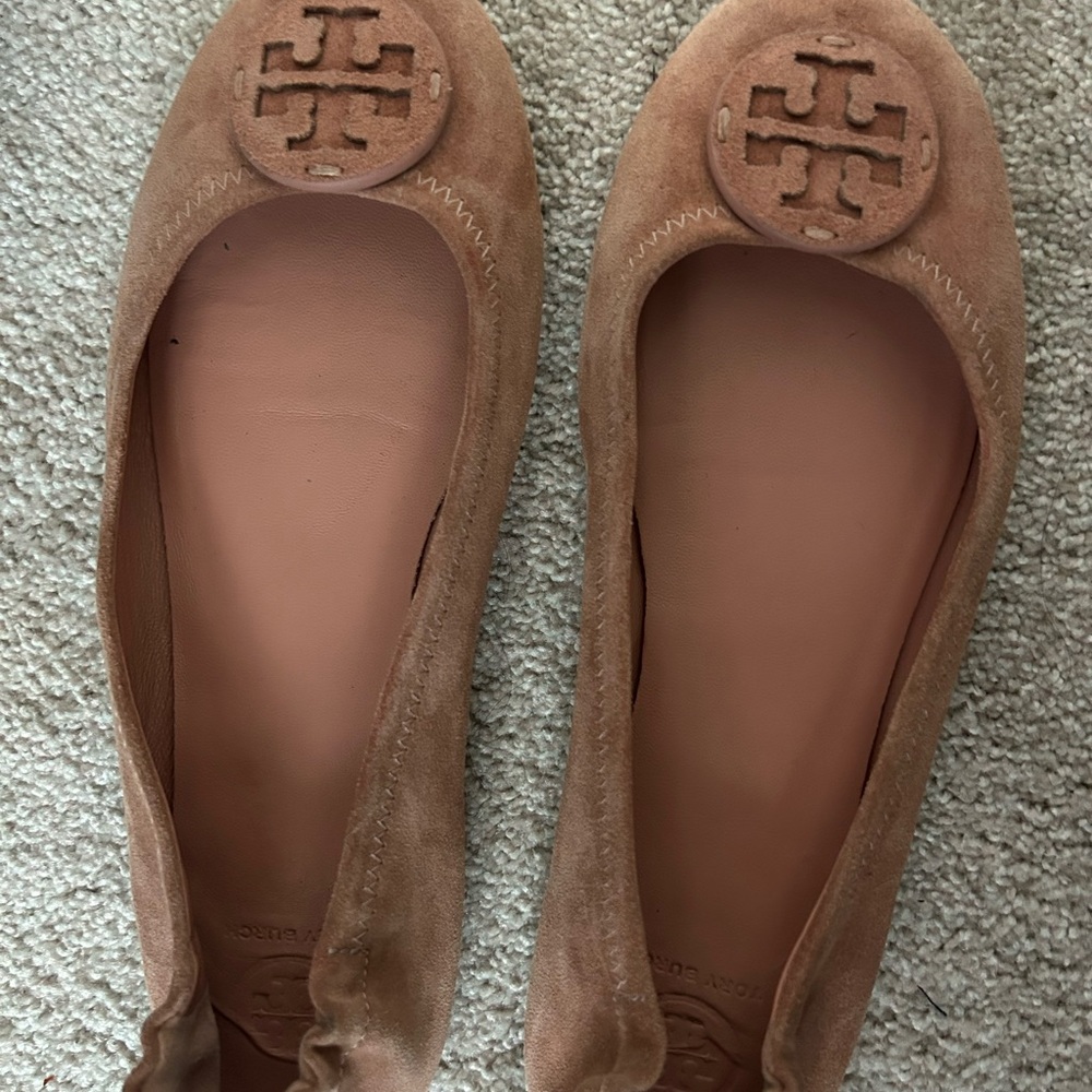 Tory Burch Women's Beige Suede ballet flats